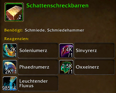 Gold verdienen mit Schmiedekunst 3 Schattenschreckbarren