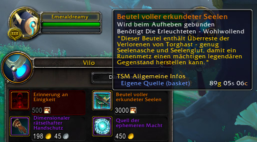 Beutel voller erkundeter Seelen