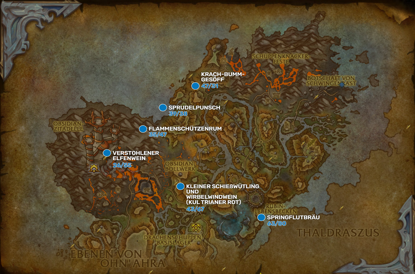 wow ein drache macht blau drinks karte