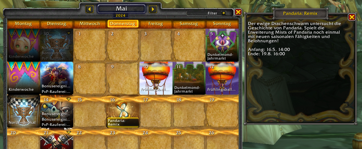 Pandaria Remix Kalender