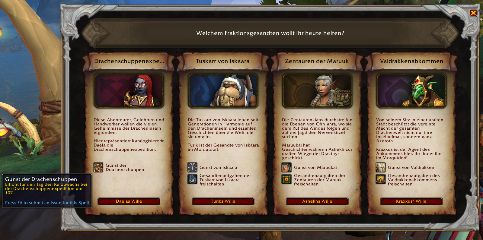 wow verbotene insel abgesandte ui