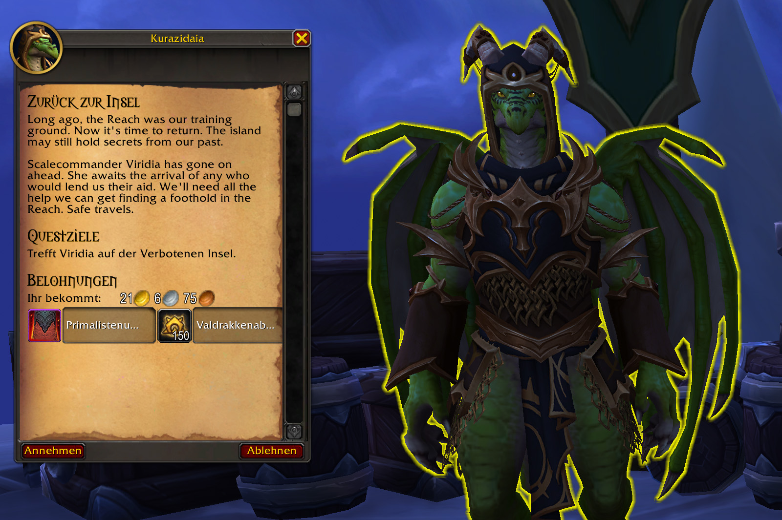 wow verbotene insel startquest 1
