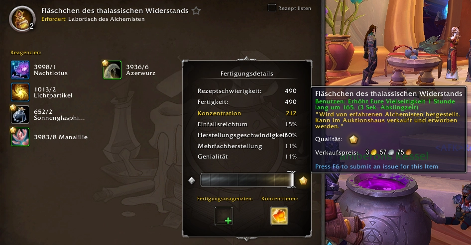 Konzentration Alchemie