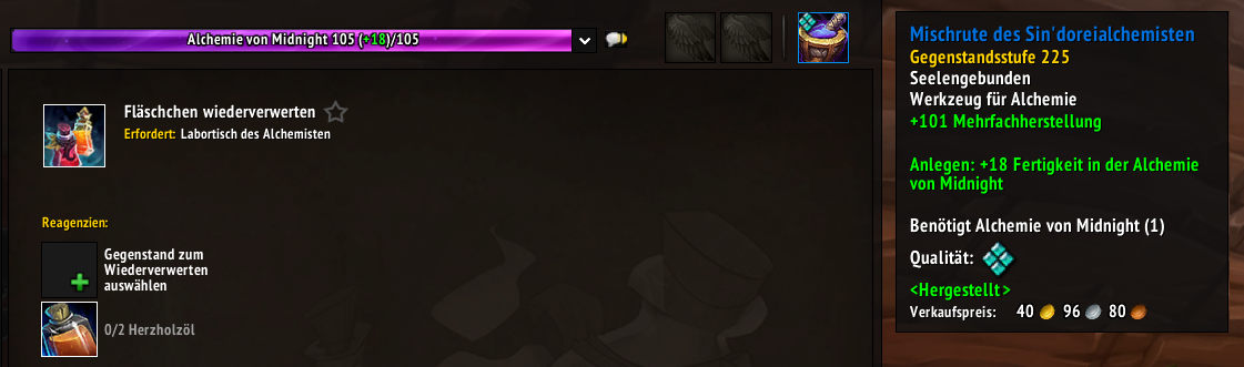 Midnight Alchemie Guide Berufswerkzeug Slot