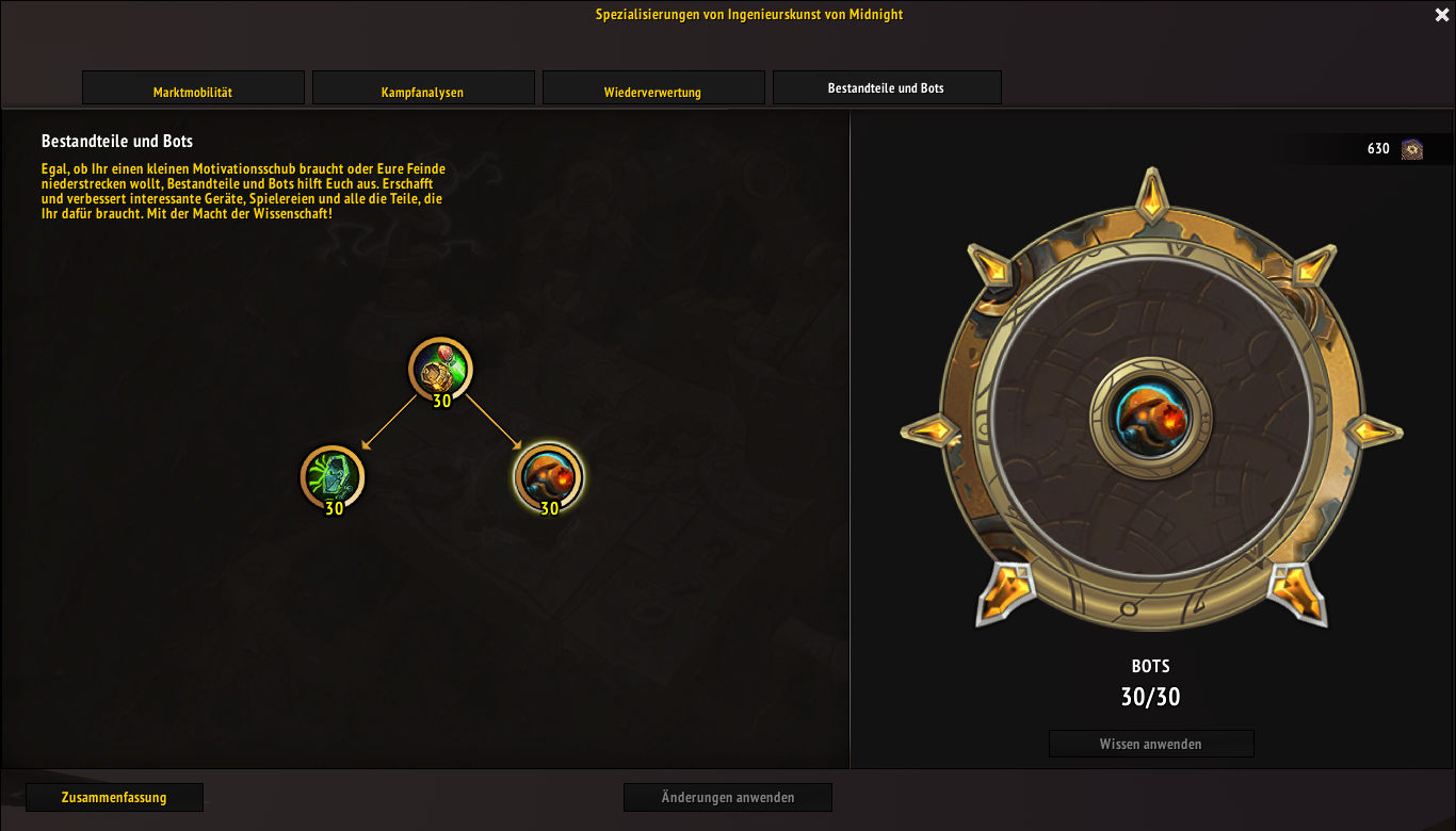 Midnight Ingenieurskunst Spezialisierung Bestandteile und Bots