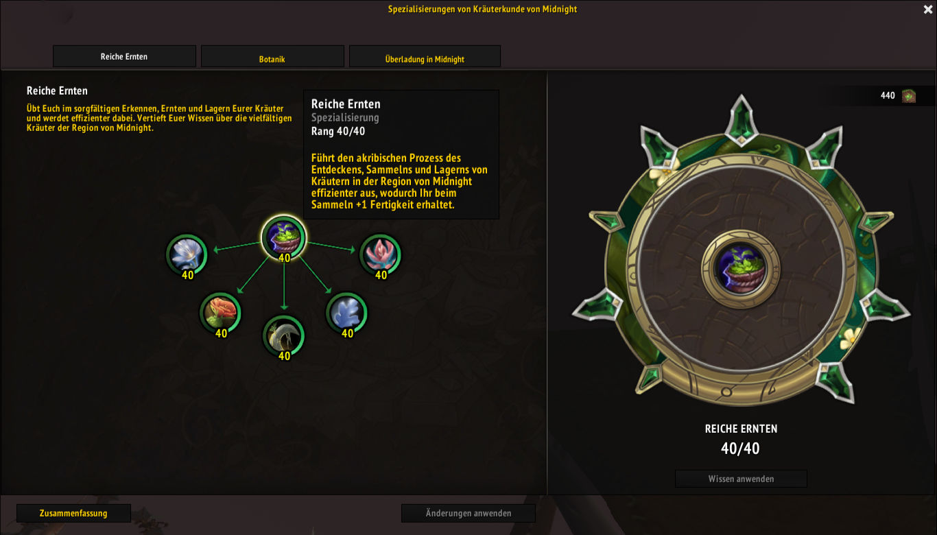 Midnight Kraeuterkunde Spezialisierung Reiche Ernten