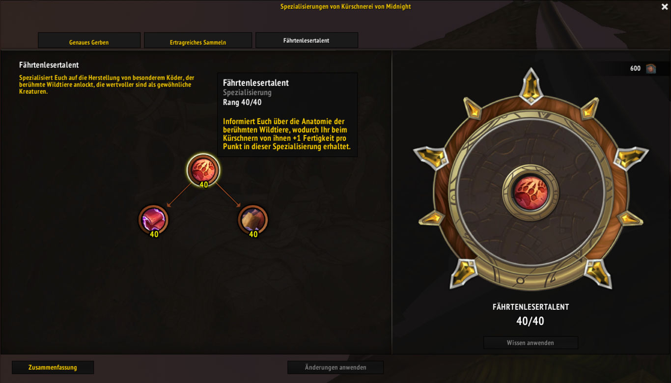 Midnight Kuerschnerei Spezialisierung Faehrtenlesertalent
