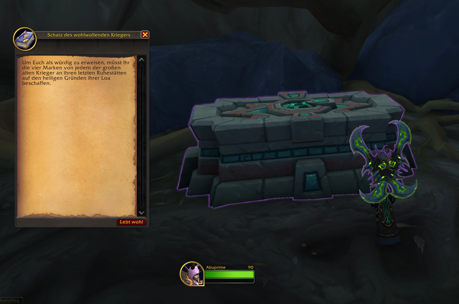 Schatz des wohlwollenden Kriegers Dialog