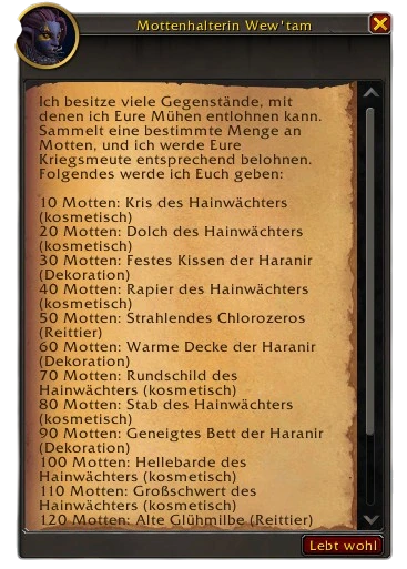 Mottenhalterin Liste