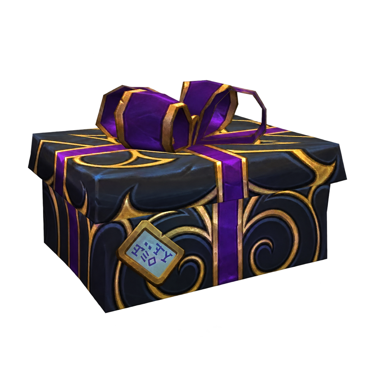 WoW Housing: Schwarz-goldenes Geschenk mit violetter Schleife