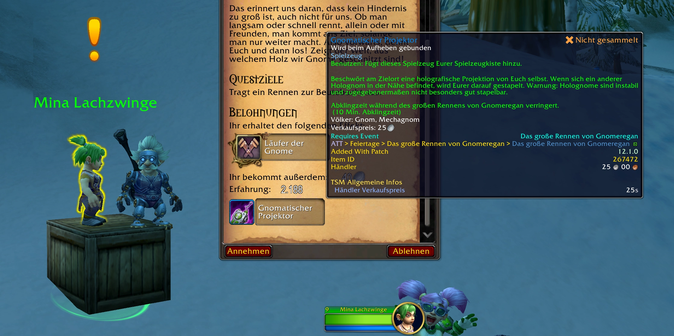 Gnomatischer Projektor als Questbelohnung mit Völkerbeschränkung Gnom und Mechagnom