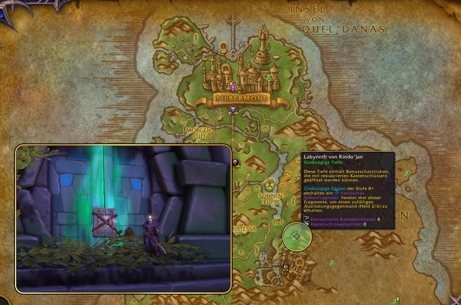 Position des Labyrinth-Eingangs auf der Weltkarte