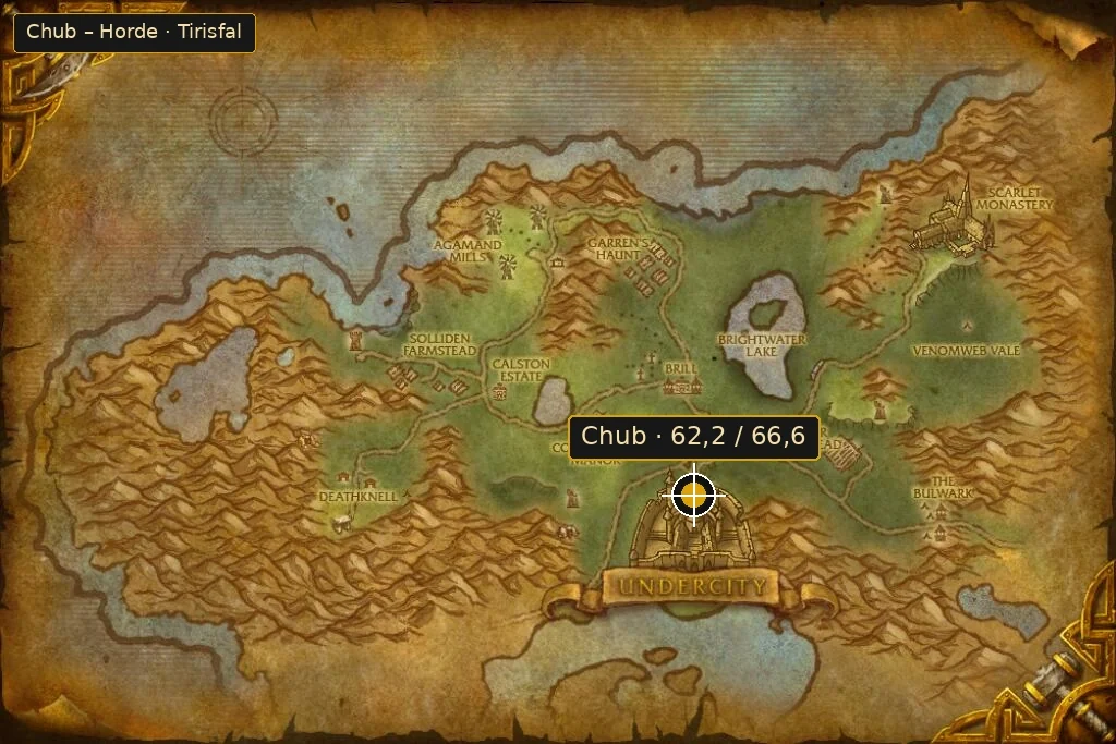 Karte: Chub bei 62.2 / 66.6 – Horde · Tirisfal