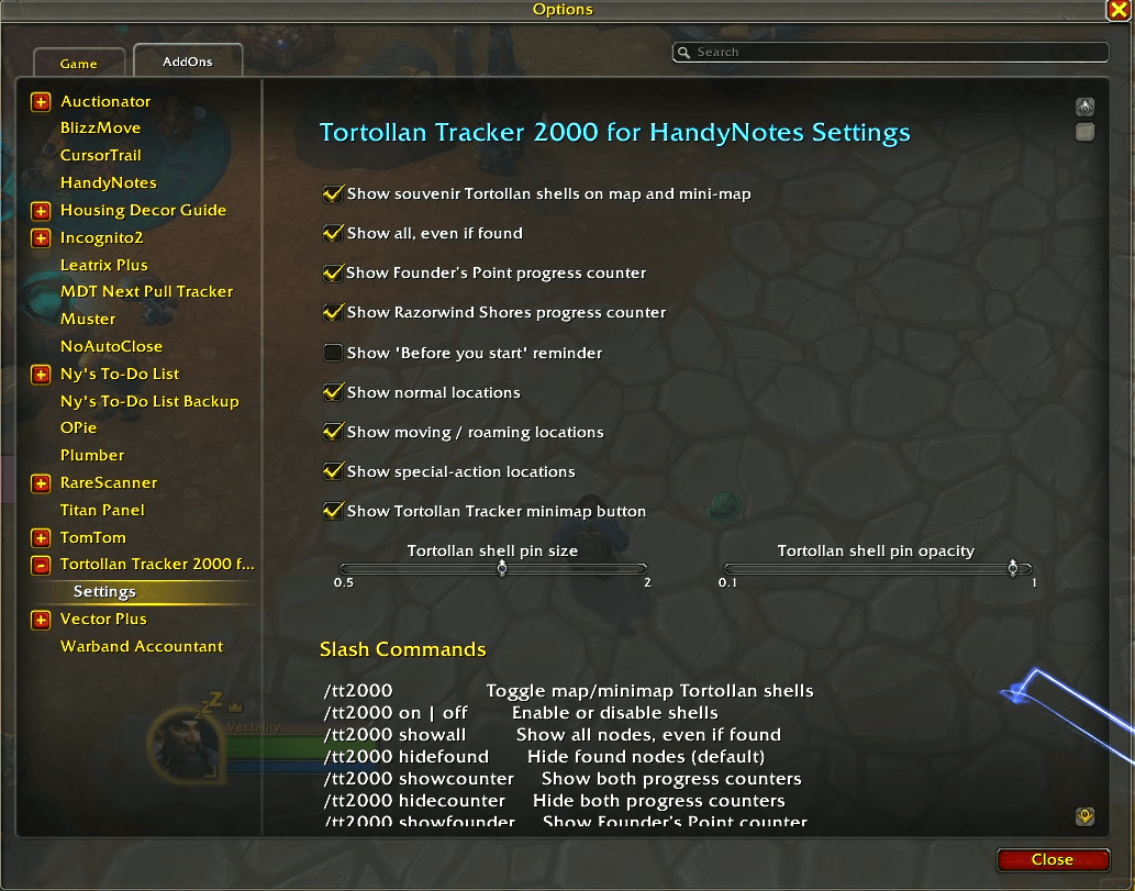 Einstellungen von Tortollan Tracker 2000 für HandyNotes